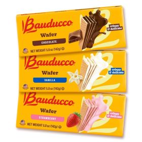 Wafer Cookies, Assorted, Chocolate, Vanilla, and Strawberry, 60 oz Pack of 12 - Crispy & Delicate Wafer Cookies With 3 Delicious